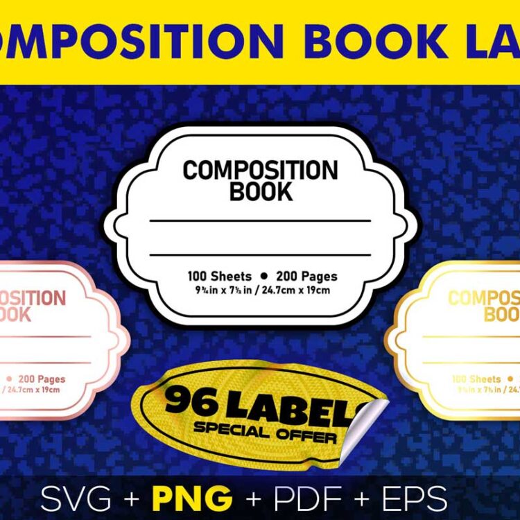 Composition Notebook Labels | 96 Labels