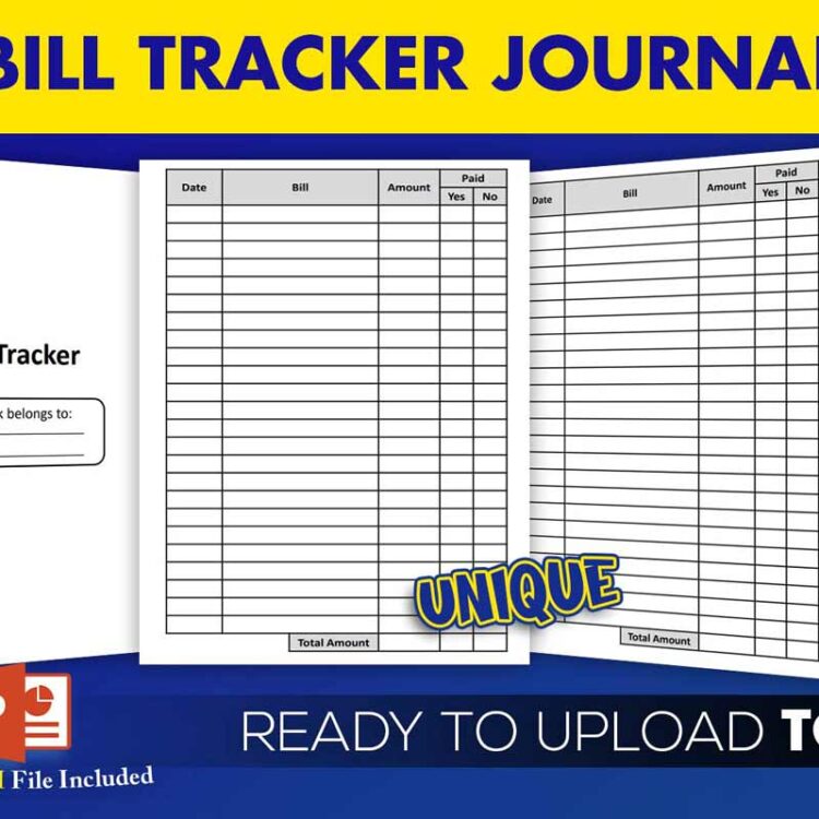 KDP Interiors: Bill Tracker Bills Journal