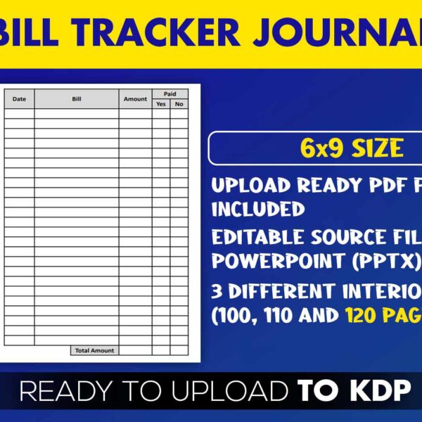 KDP Interiors: Bill Tracker Bills Journal