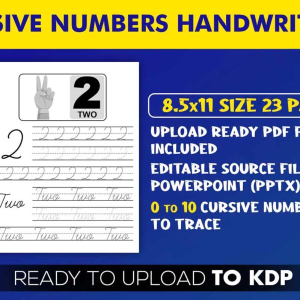 KDP Interiors: Cursive Numbers Handwriting Workbook