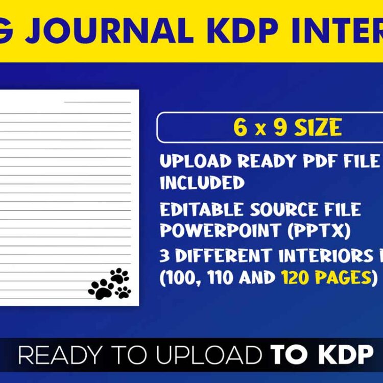 KDP Interiors: Blank Lined Dog Journal 6×9 (freebie)