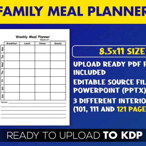 KDP Interiors: Family Weekly Meal Planner