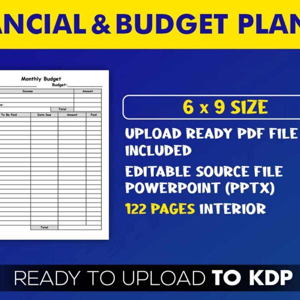 KDP Interiors: Financial Monthly Budget Planner