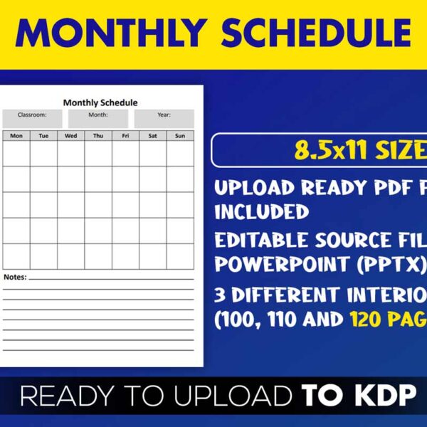 KDP Interiors: Undated Monthly Schedule