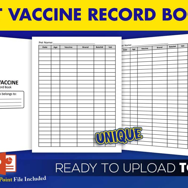 KDP Interiors: Pet Vaccine Record Book