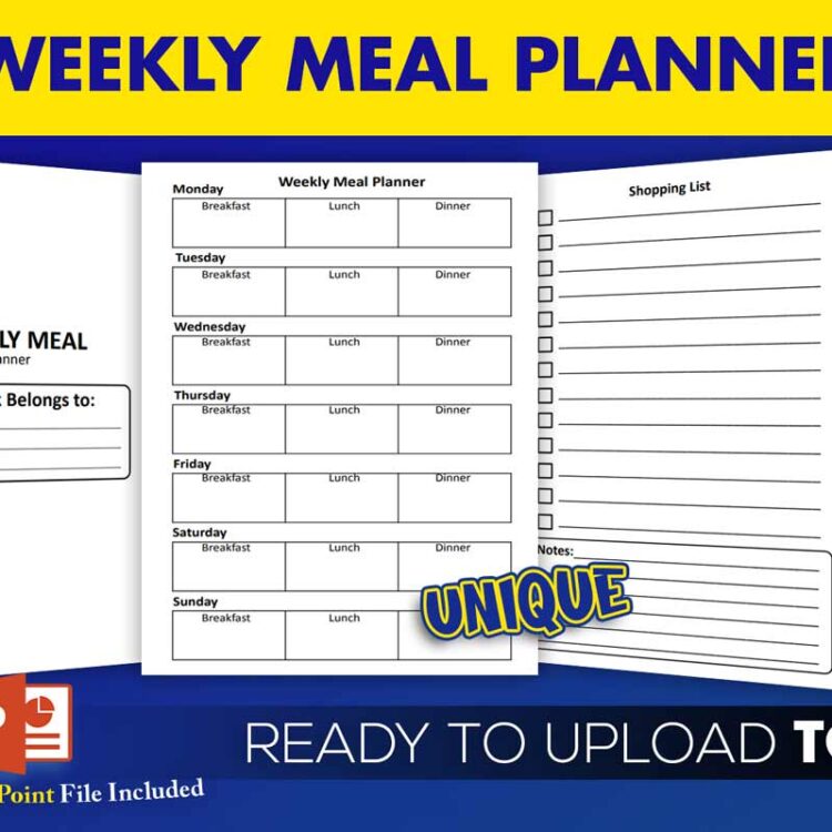 KDP Interiors: Weekly Meal Planner Diary