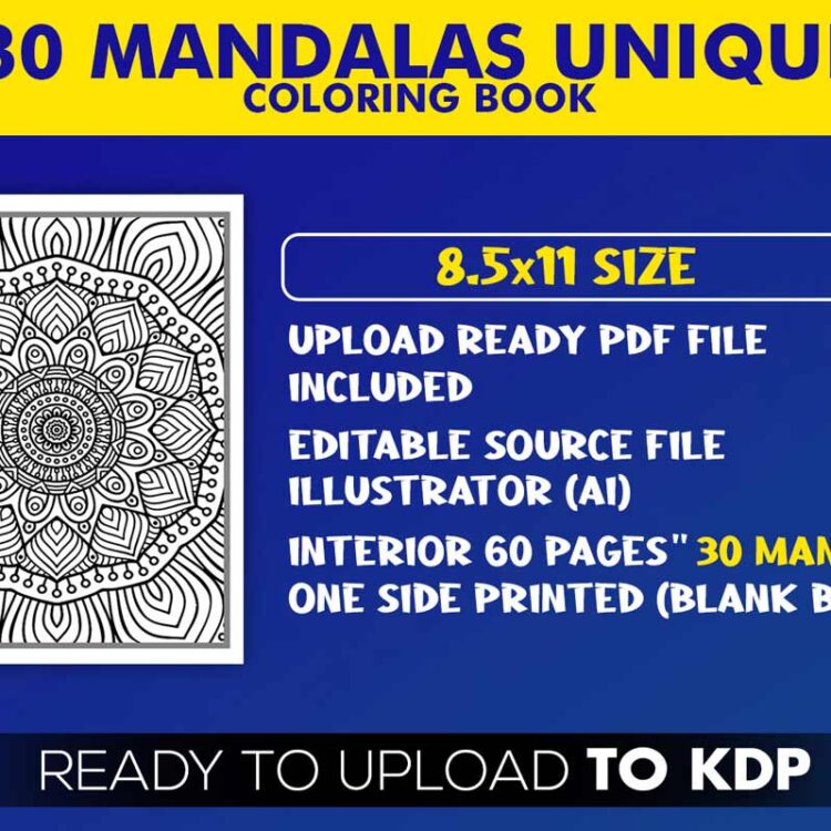 KDP Interiors: 30 Unique Mandalas Coloring Book