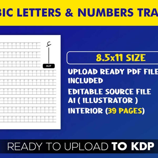 KDP Interiors: Arabic Letters, Numbers Tracing Workbook