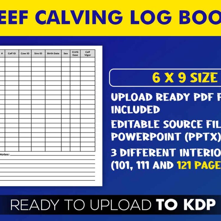 KDP Interiors: Beef Calving Log Book