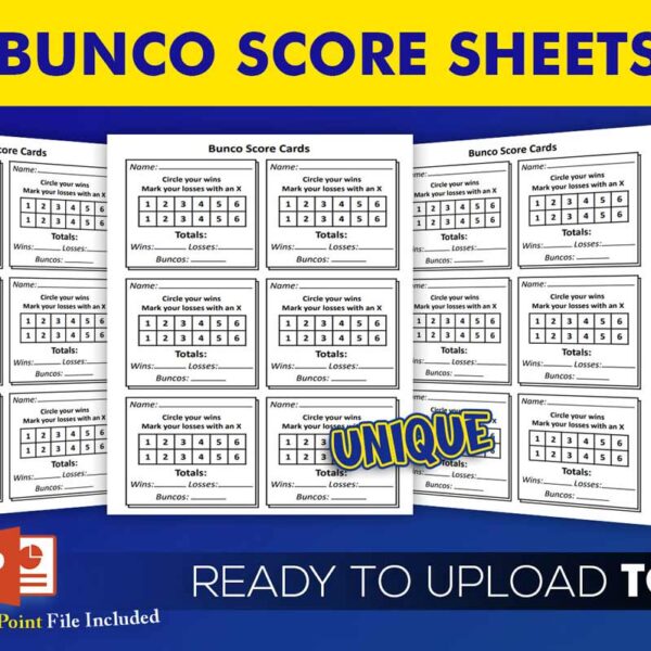 KDP Interiors: Bunco Score Sheet Cards