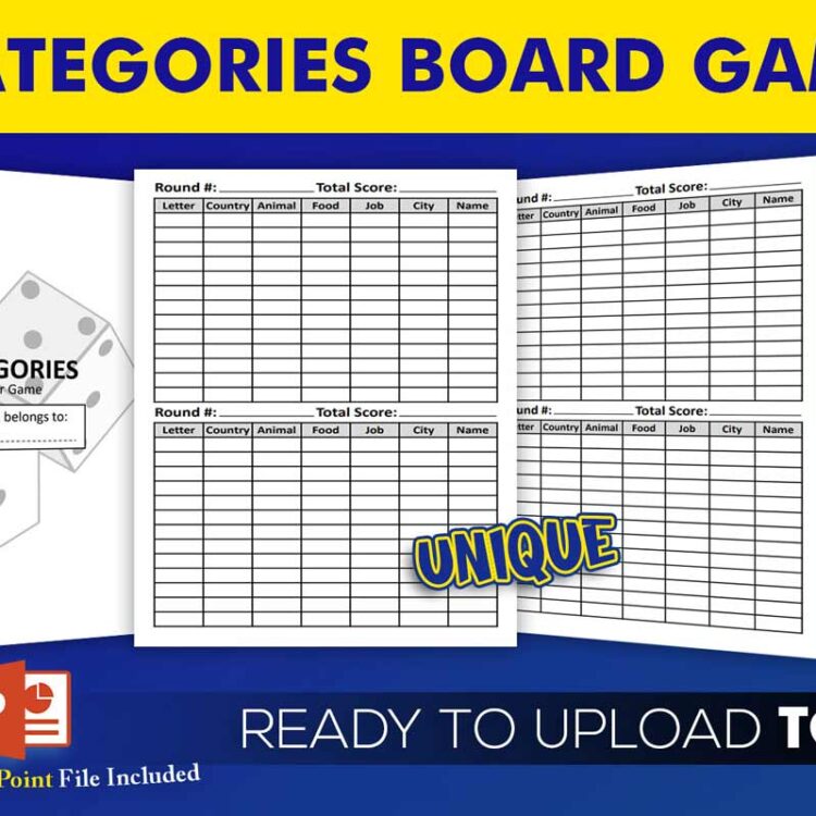 KDP Interiors: Categories Board Game Book