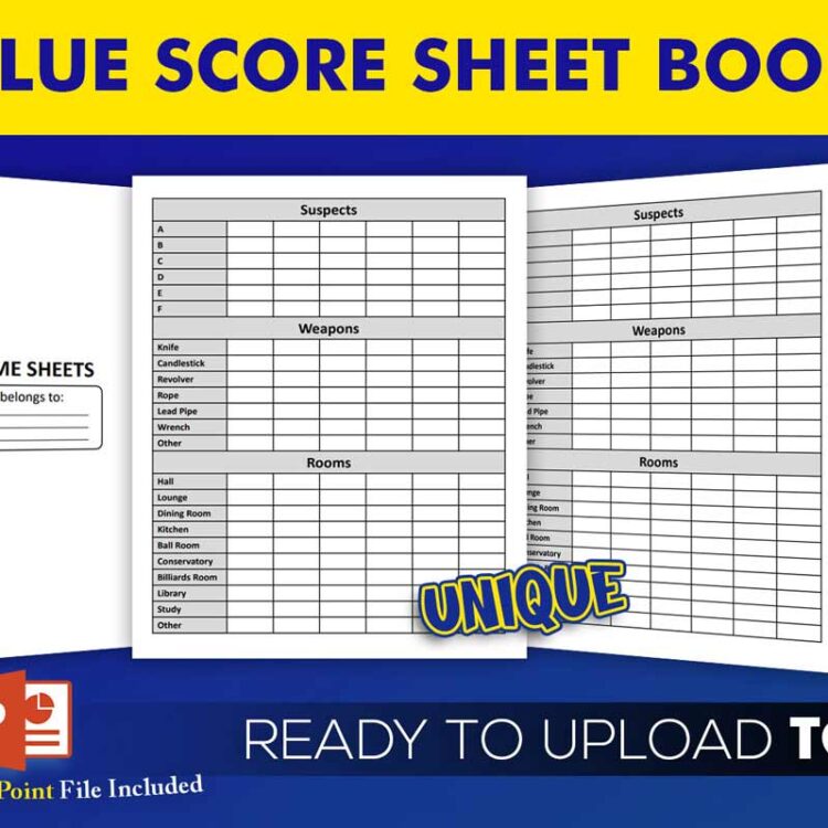 KDP Interiors: Clue Score Sheet Book