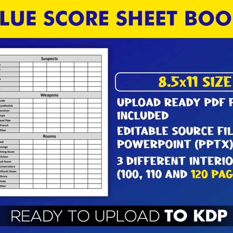 KDP Interiors: Clue Score Sheet Book