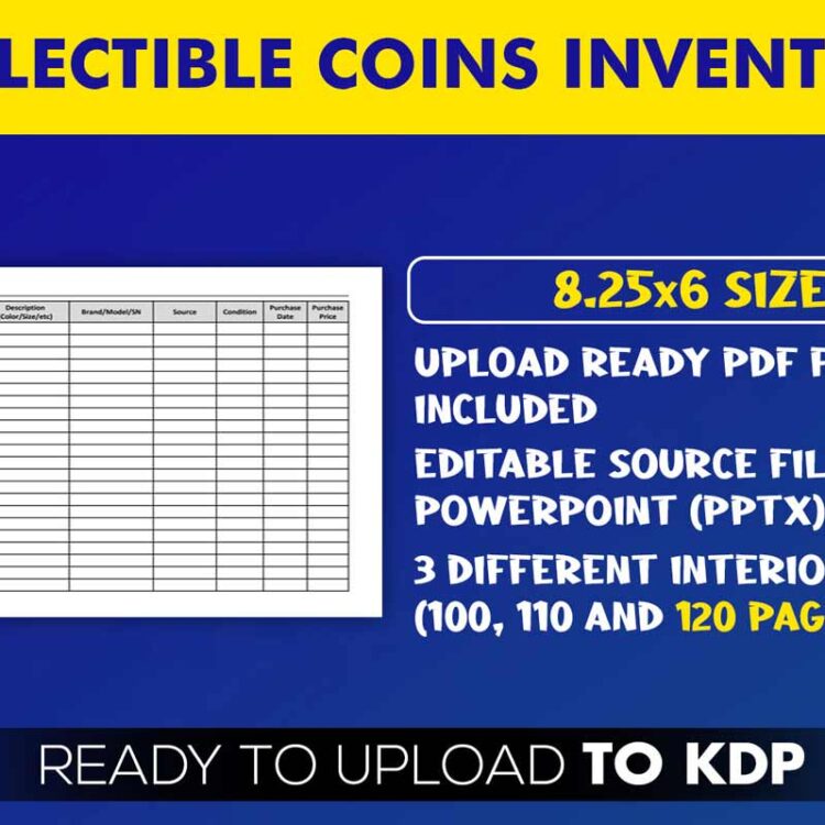 KDP Interiors: Collectible Coins Inventory Log Book