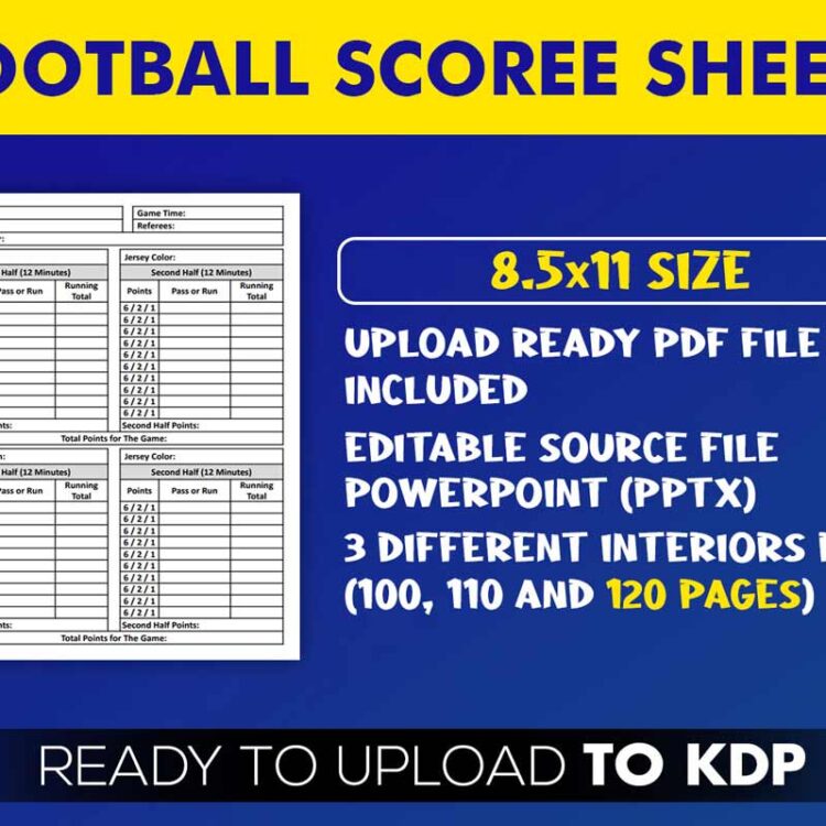 KDP Interiors: Football Score Sheets Book