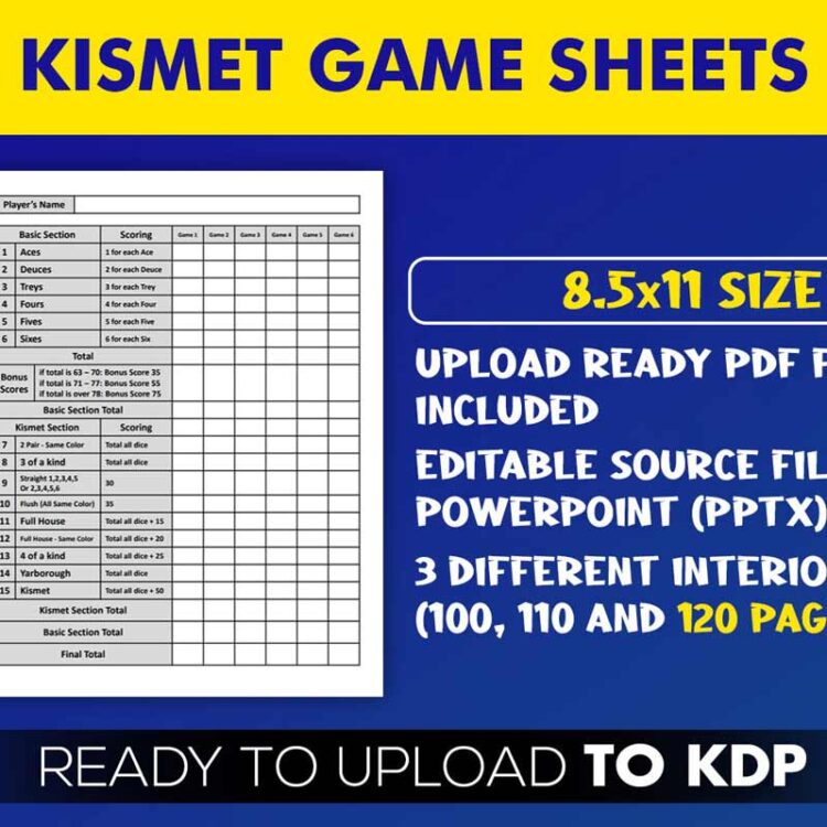 KDP Interiors: Printable Kismet Game Sheet