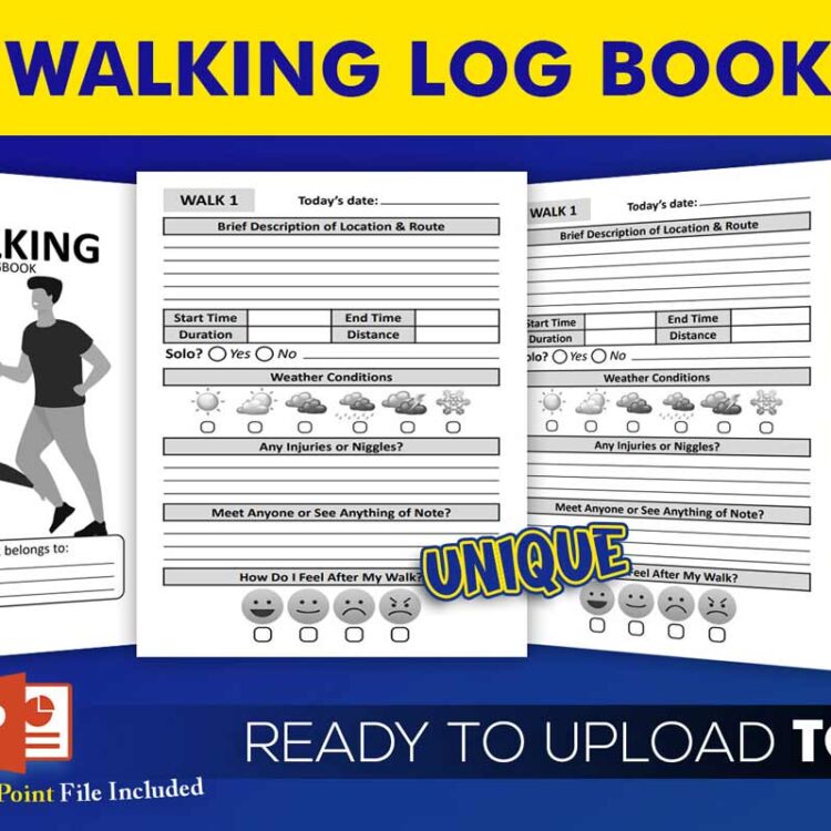 KDP Interiors: Daily Walking Log Book