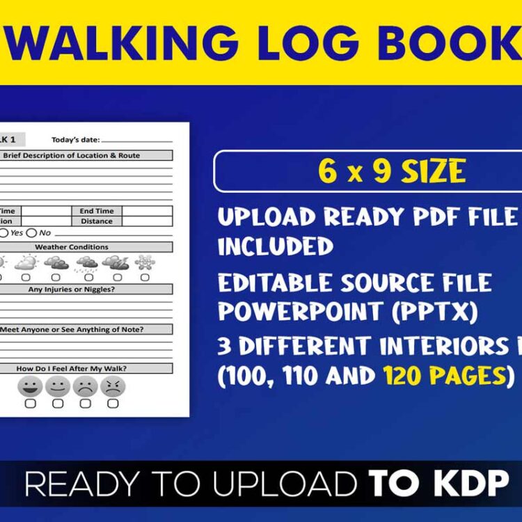 KDP Interiors: Daily Walking Log Book