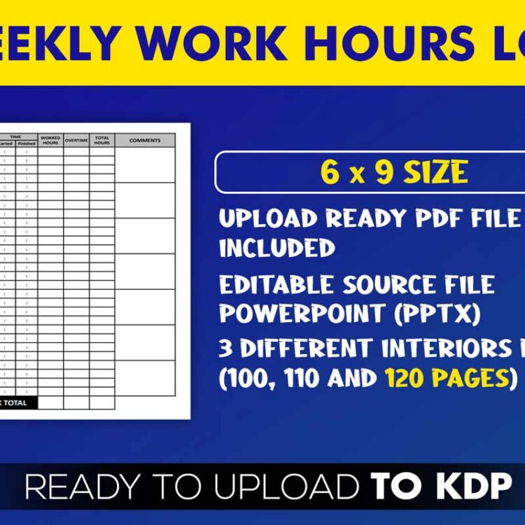 KDP Interiors: Weekly Work Hours Logbook