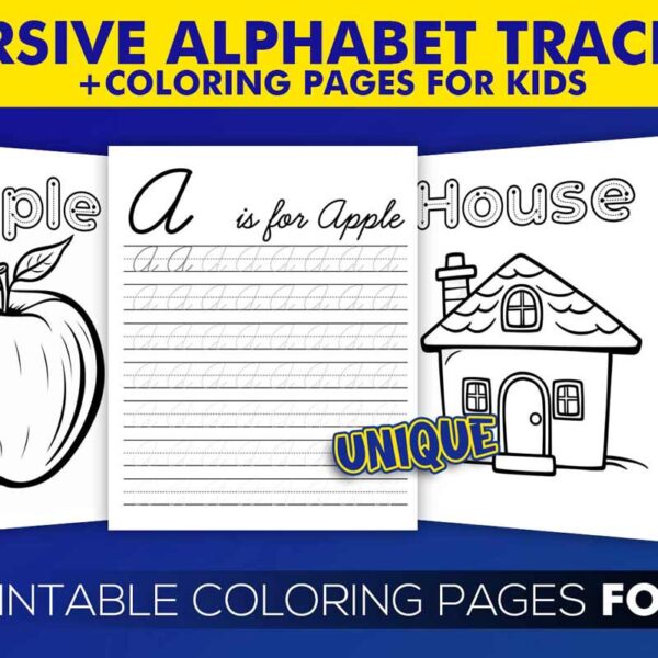 KDP Template: Cursive Alphabet Tracing – Coloring Pages – Handwriting Workbook for Kids