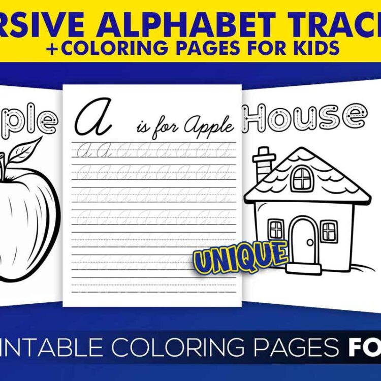 KDP Template: Cursive Alphabet Tracing - Coloring Pages - Handwriting Workbook for Kids