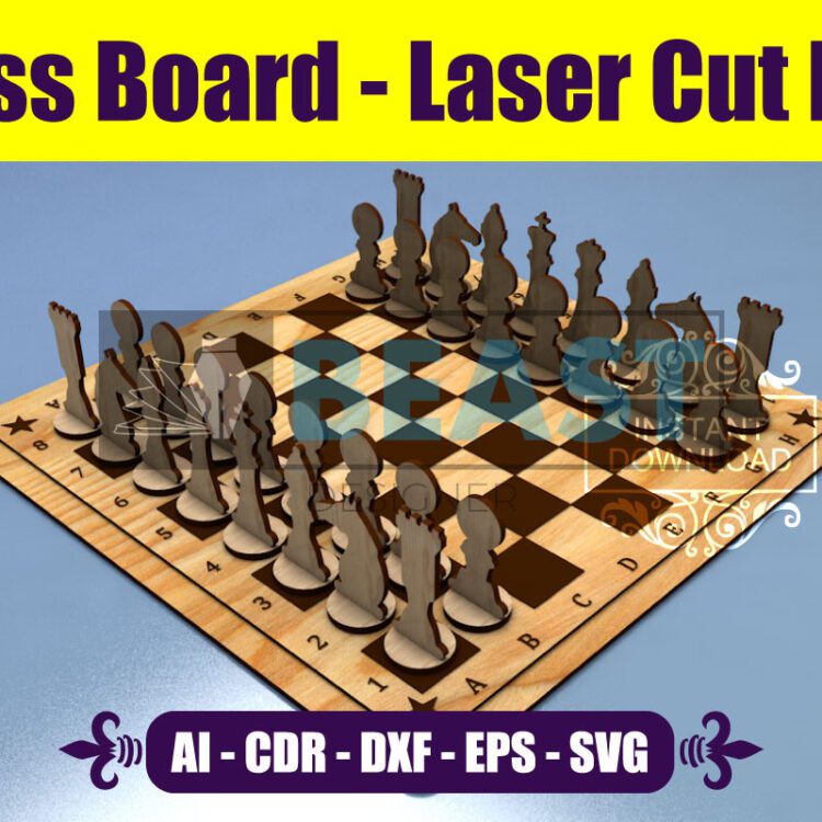 Laser Cut Files SVG Chess Board Game Glowforge DXF File