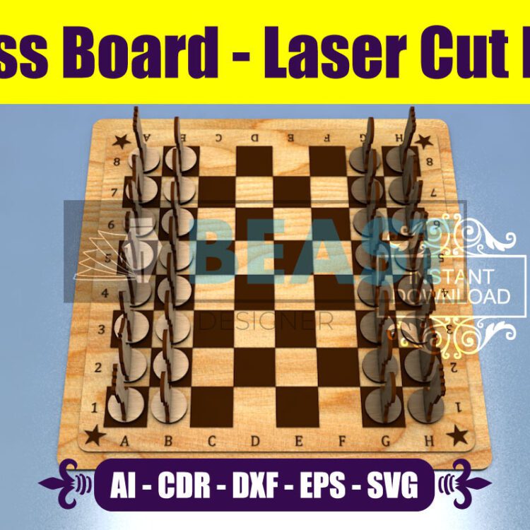 Laser Cut Files SVG Chess Board Game Glowforge DXF File