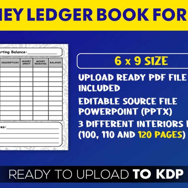 KDP Interiors: Money Ledger Book for Kids – Money Logbook