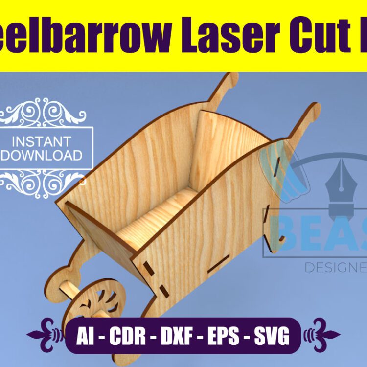 Laser Cut Files SVG Wheelbarrow Glowforge DXF File