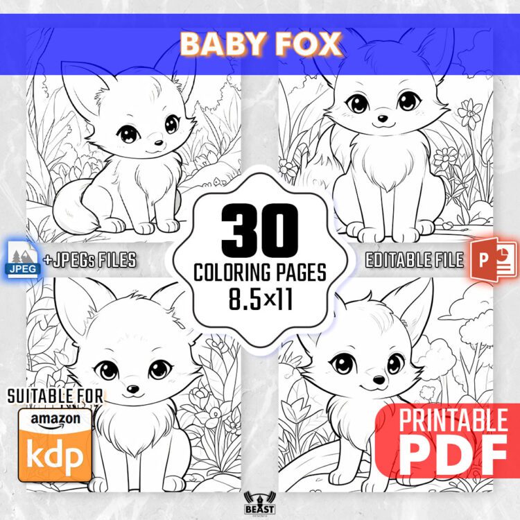 30 Cute Baby Red Fox Coloring Pages – Foxes Kids Colouring Book