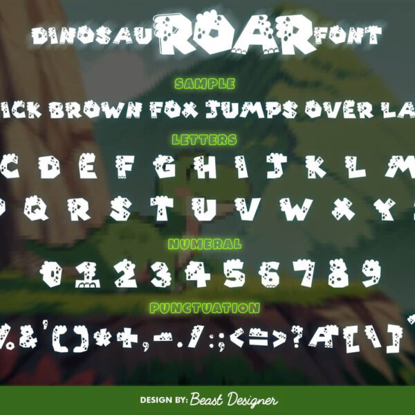 Dinosaur Roar Font | Cute Dinosaur Font