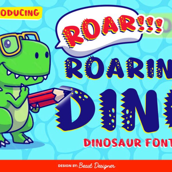 Roaring Dino Font | Cute Dinosaur Font