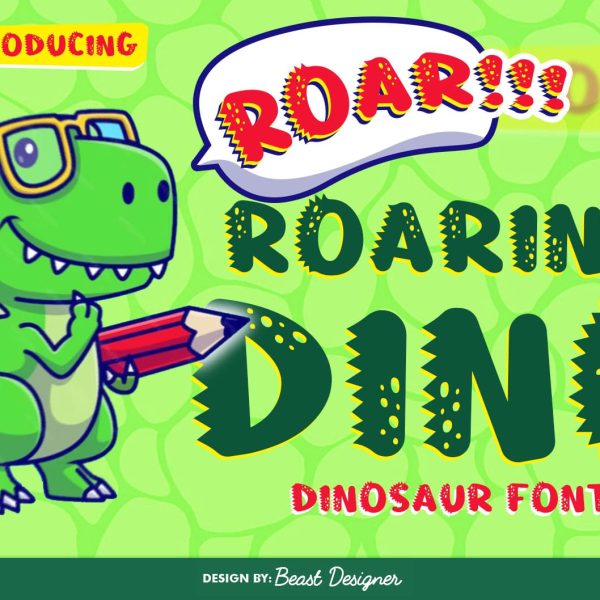 Roaring Dino Font | Cute Dinosaur Font