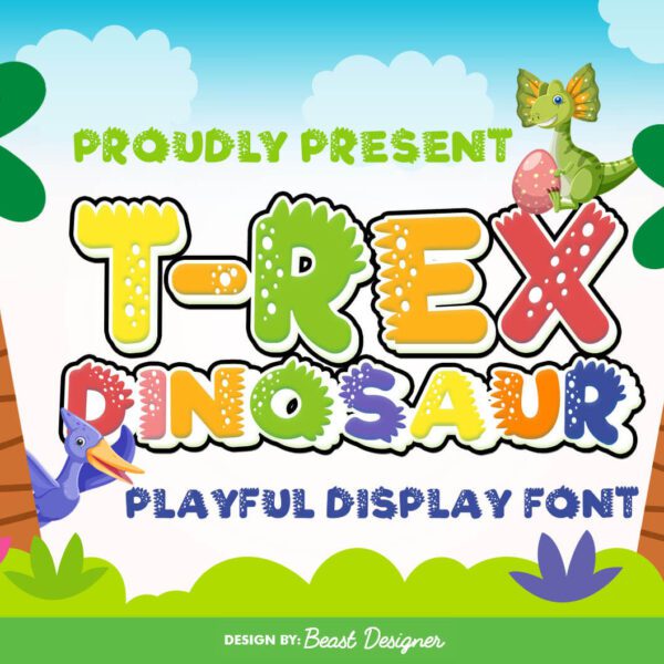 T-REX Dinosaur Font | Cute Dinosaur Font