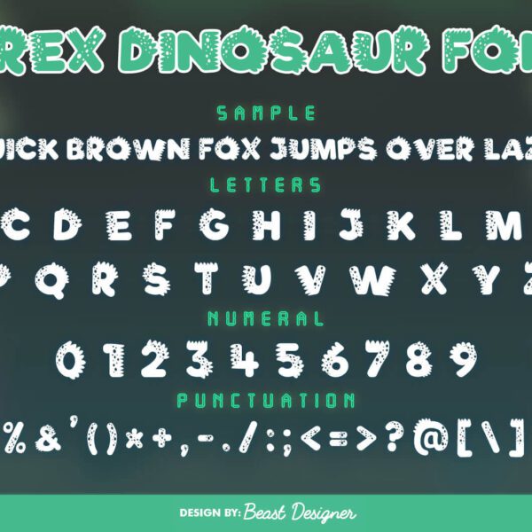 T-REX Dinosaur Font | Cute Dinosaur Font