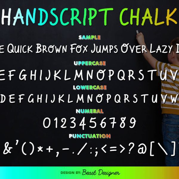 Handscript Chalk Font | Chalkboard Handwritten Script Font by Beast Designer