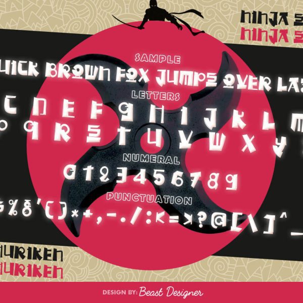 Ninja Shuriken Font | Japanese/Chinese Font by Beast Designer