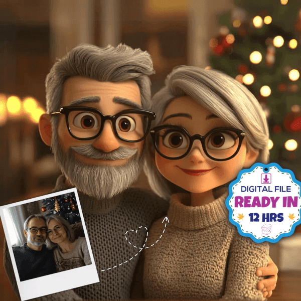 Custom Portrait Pixar, Pixar Style Portrait from Photo Christmas Gift Personalized Cartoon Become a Pixar Character Digital Custom Portrait