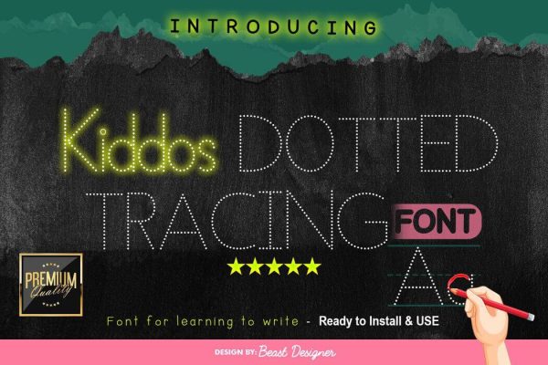 Kiddos Learning Dotted Font by Beast Designer