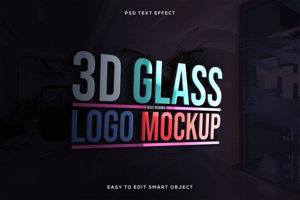 Editable 3d Glass Windows Logo Mockup Text Effect [PHOTOSHOP] by Beast Designer