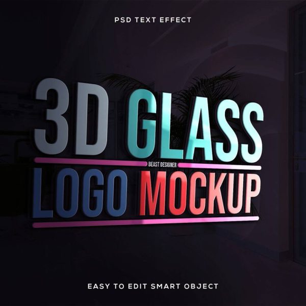 Editable 3d Glass Windows Logo Mockup Text Effect [PHOTOSHOP] by Beast Designer