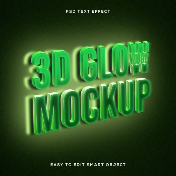 Editable 3d Glow Logo Mockup Text Effect [PHOTOSHOP] by Beast Designer