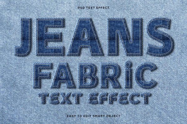 Editable Jeans Fabric Denim Logo Mockup Text Effect [PHOTOSHOP] by Beast Designer