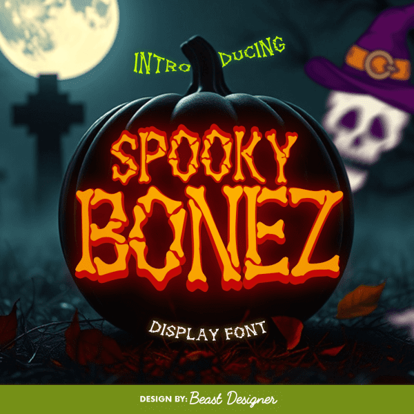SpookyBonez Halloween Font Creepy Bone Letters for Horror by Beast Designer